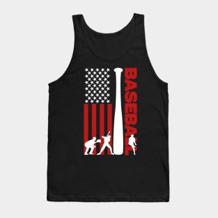 USA Flag Baseball Player Silhouette Tank Top